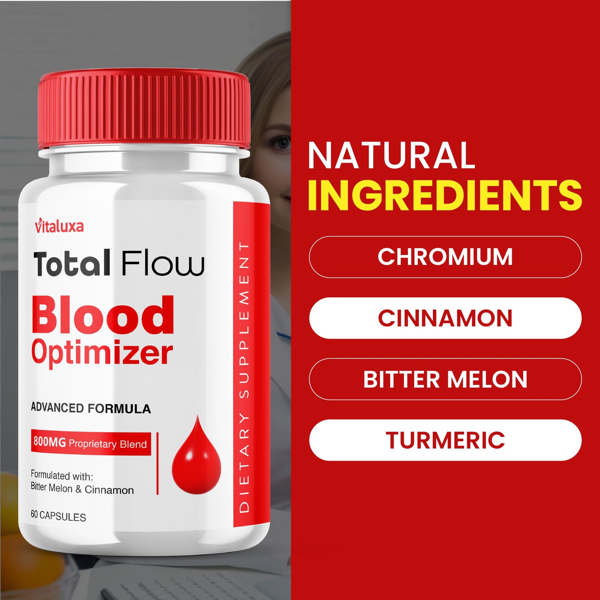 Total Flow Blood Balance, TotalFlow Blood Support Capsules Supplement Advanced Formula All Natural Optimizer Maximum Strength Daily Health Wellness, TotalFlo Premium Blend Pills (60 Capsules) VitaluxaBuy Supplements Australia