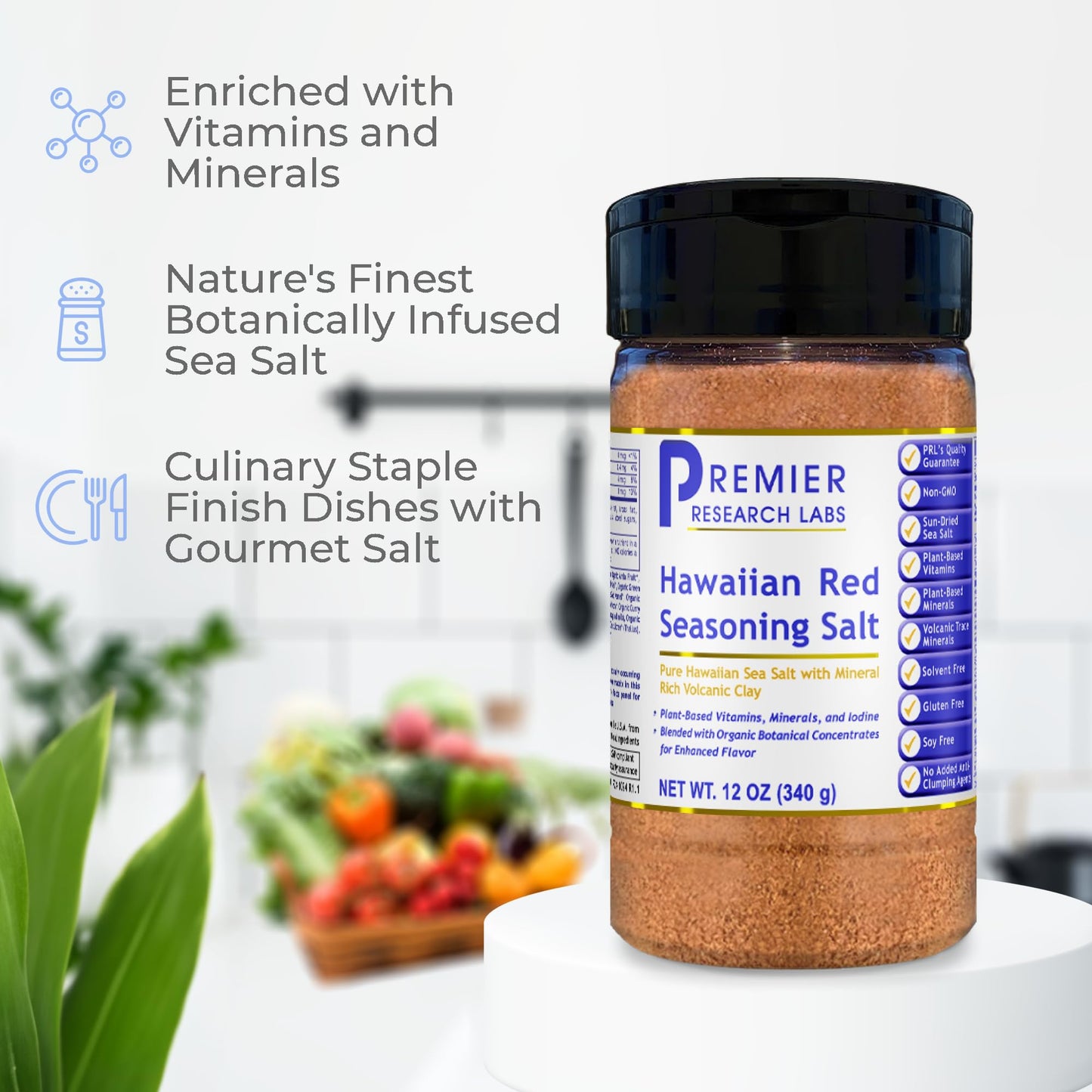 Premier Research Labs Hawaiian Red Seasoning Salt- Pink Salt, Red Hawaiian Salt, Hawaiian Red Alaea Sea Salt for Cooking, Multivitamin for Kids, Enriched with Plant-Derived Vitamins & Minerals- 12 oz Premier Research LabsBuy Supplements Australia