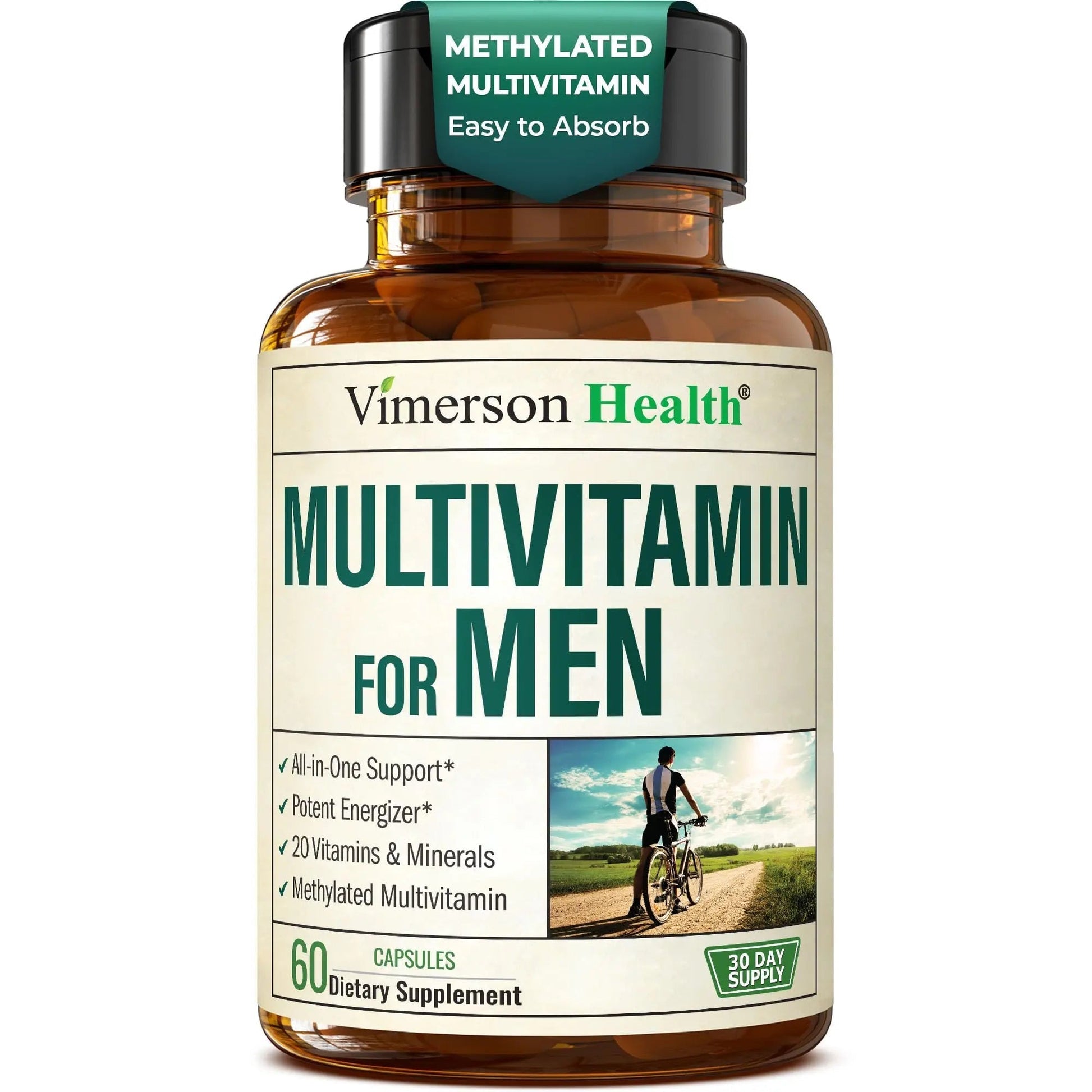 Methylated Multivitamin for Men with Bioavailable Vitamins, Chelated Minerals, Vitamin D, B12, C, A & Zinc for Energy, Focus and Immune Health Vimerson HealthBuy Supplements Australia