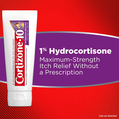 Cortizone-10 Maximum Strength Intensive Healing Itch Relief Cream, 1% Hydrocortisone, Fast-Acting, Anti-Itch Cream for Bug Bites, Rash, Eczema, Psoriasis, Poison Ivy, Oak, Sumac & More, 2 oz Cortizone 10Buy Supplements Australia