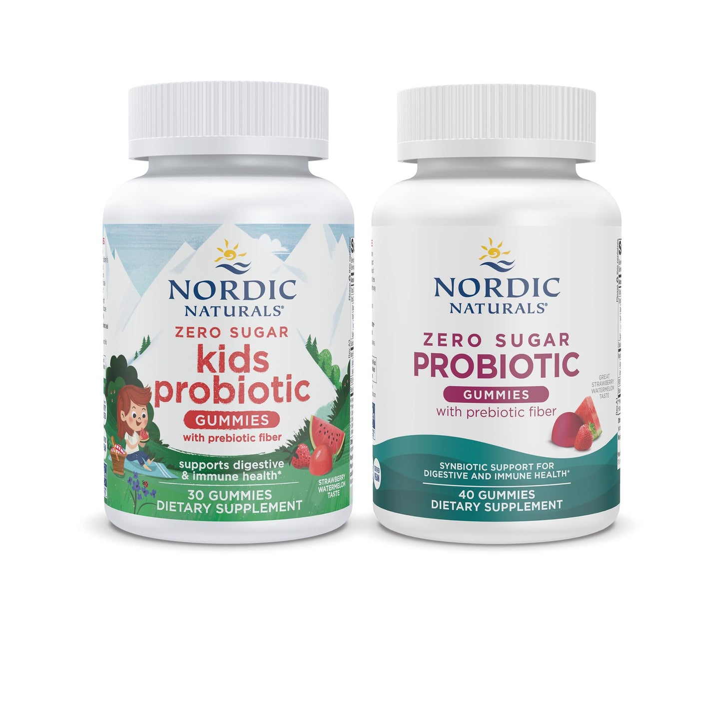 Nordic Naturals Vegan Probiotic Gummies Bundle - Zero Sugar Kids Probiotic Gummies - Strawberry Watermelon Flavor - 30 Gummies, Zero Sugar Probiotic Gummies - Strawberry Watermelon Flavor - 40 Gummies Nordic NaturalsBuy Supplements Australia