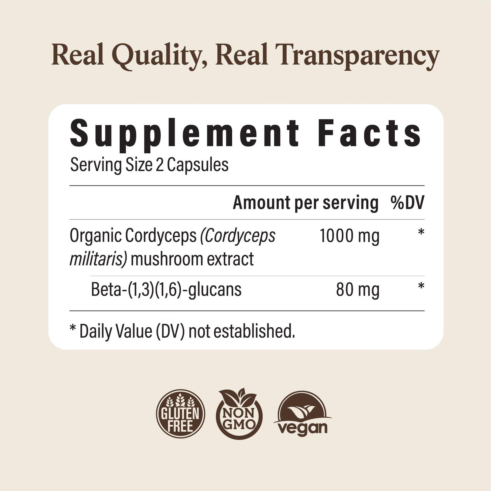 Real Mushrooms Supplement Capsules - Cordyceps Mushroom Powder Rich in Beta Glucans - Mushroom Pills Cordyceps for Energy and Performance - Vegan, Non-GMO, No Grain Fillers, 120 ct Real MushroomsBuy Supplements Australia