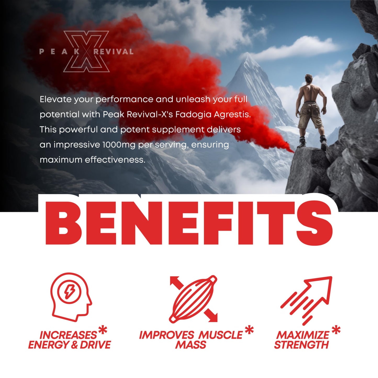 Peak Revival-X Fadogia Agrestis 1000mg Per Serving Supplement - Potent Extract to Increase Energy, Athletic Performance & Muscle Mass - Supplements, Made in The USA (60 Capsules) Peak Revival-XBuy Supplements Australia