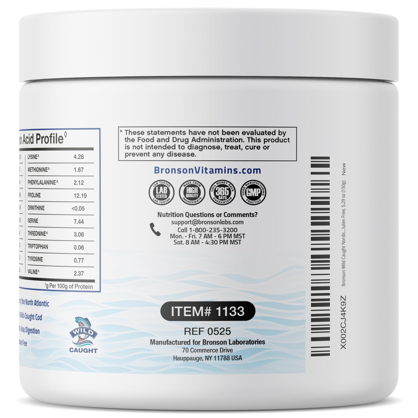 Bronson Marine Collagen Peptides Hydrolyzed Protein Powder 100% Wild Caught Nordic Cod Verified Sustainable Source for Joints Skin Hair Nails & Bones 150g (5.29oz) BronsonBuy Supplements Australia