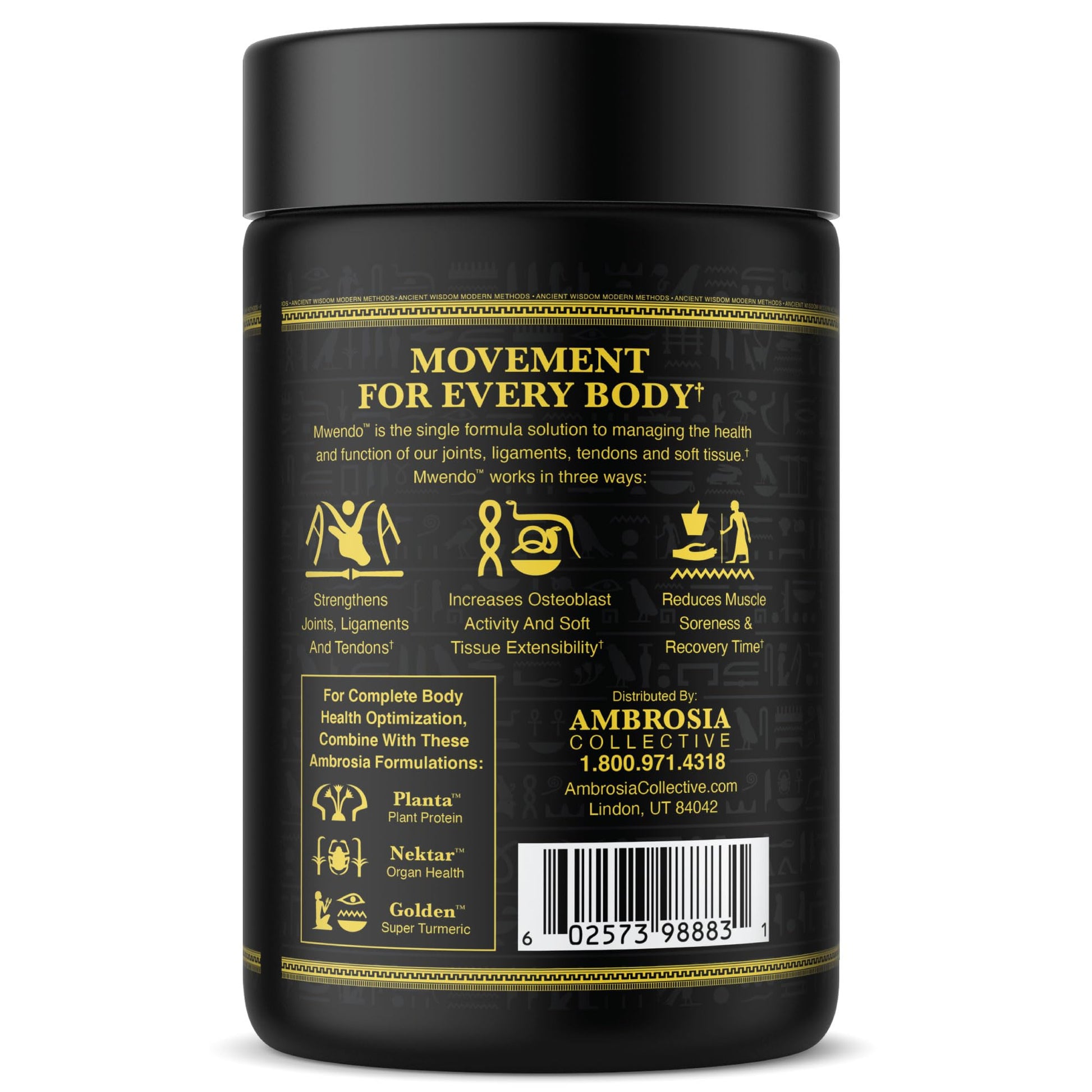 Ambrosia Mwendo - Joint & Ligament Repair | Strengthen Tendons & Increase Soft Tissue Extensibility | Muscle Soreness, & Recovery Time with BioCell Collagen | 90 Veggie Capsules AmbrosiaBuy Supplements Australia