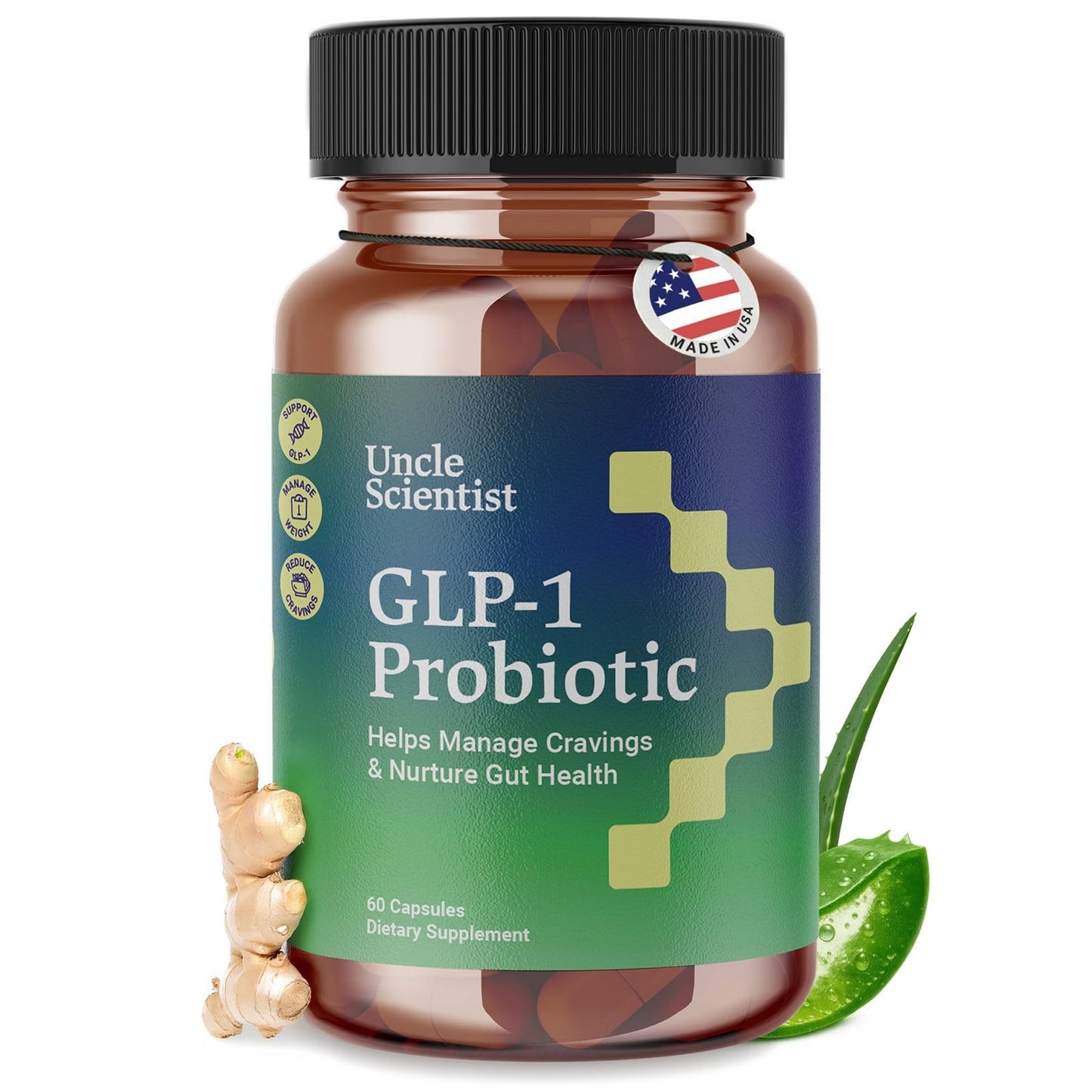Uncle Scientist GLP-1 Probiotic Dietary Supplement, Supports Healthy Appetite and Metabolic Function - Chromium, Green Tea, Cinnamon, Probiotics & Herbal Blend, 60 Capsules (30-Day Supply) Uncle ScientistBuy Supplements Australia