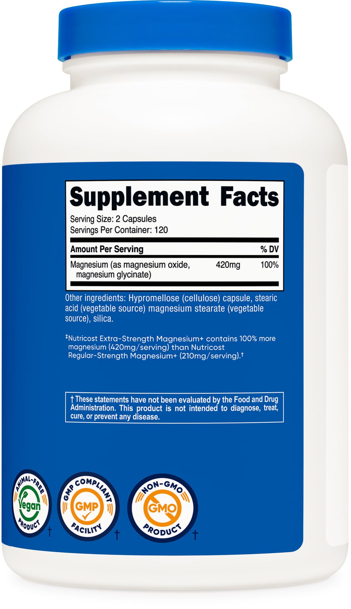 Nutricost Magnesium+ Extra Strength 420mg, 240 Capsules - 120 Servings. Magnesium Oxide and Glycinate - Non-GMO, Gluten Free, Vegan Friendly NutricostBuy Supplements Australia