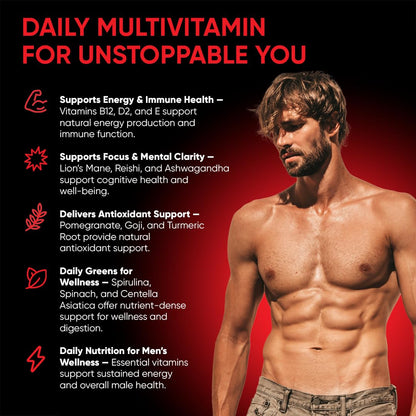 FRIEND OF DOROTHY Daily Multivitamin for Men, Energy, Focus & Immunity Support, Ashwagandha, Lion’s Mane & Reishi, 60 Capsules FRIEND OF DOROTHYBuy Supplements Australia