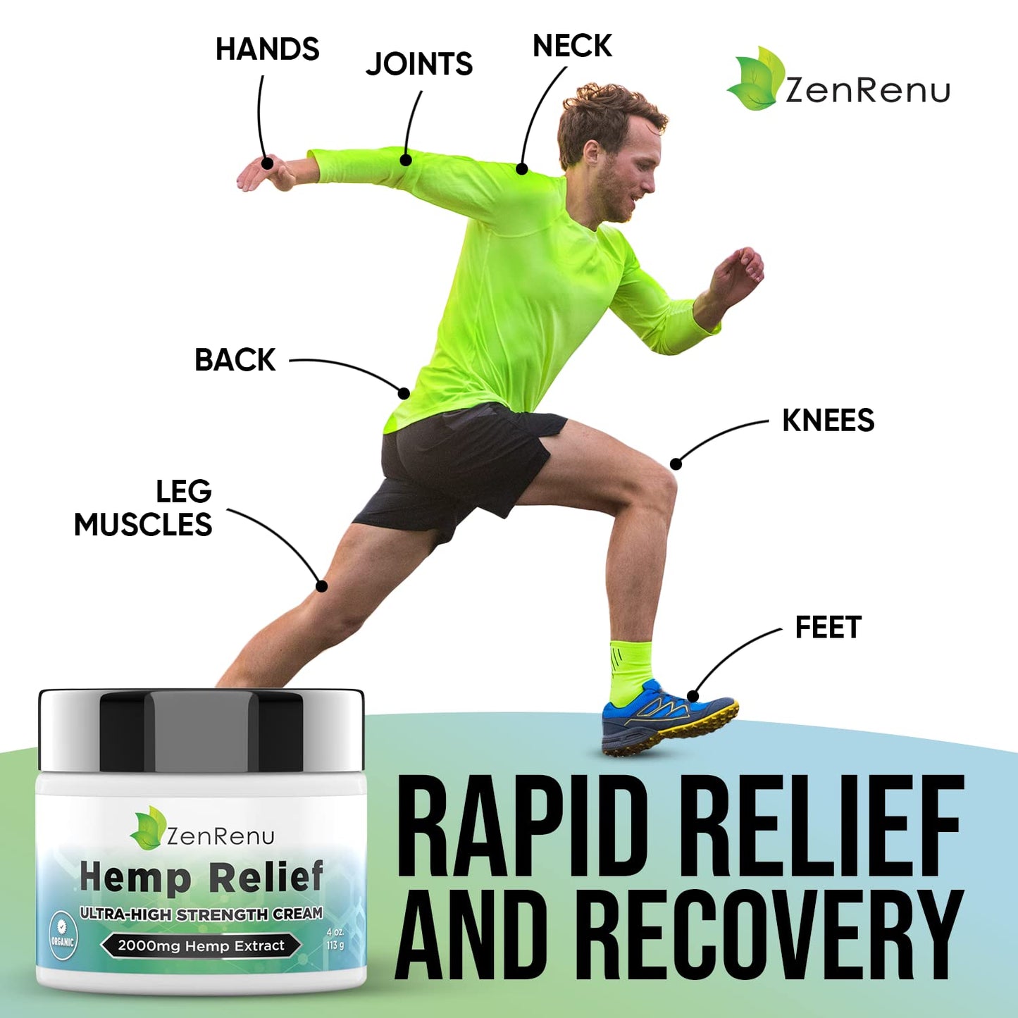 Hemp Cream Maximum Strength - Menthol Rub with Hemp Oil, Arnica, Lavender, Aloe Vera, Kava Kava, & Camphor - Natural Hemp Muscle Rub Cream for Skin, Muscles & Joints - ZenRenu, 4 oz ZenrenuBuy Supplements Australia
