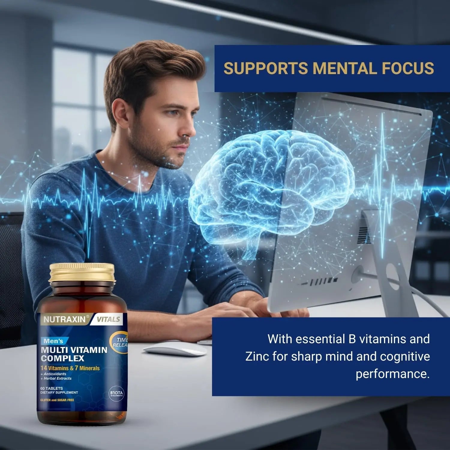 Nutraxin Men's Multivitamin & Mineral Complex, 60 Tablets Nutraxin