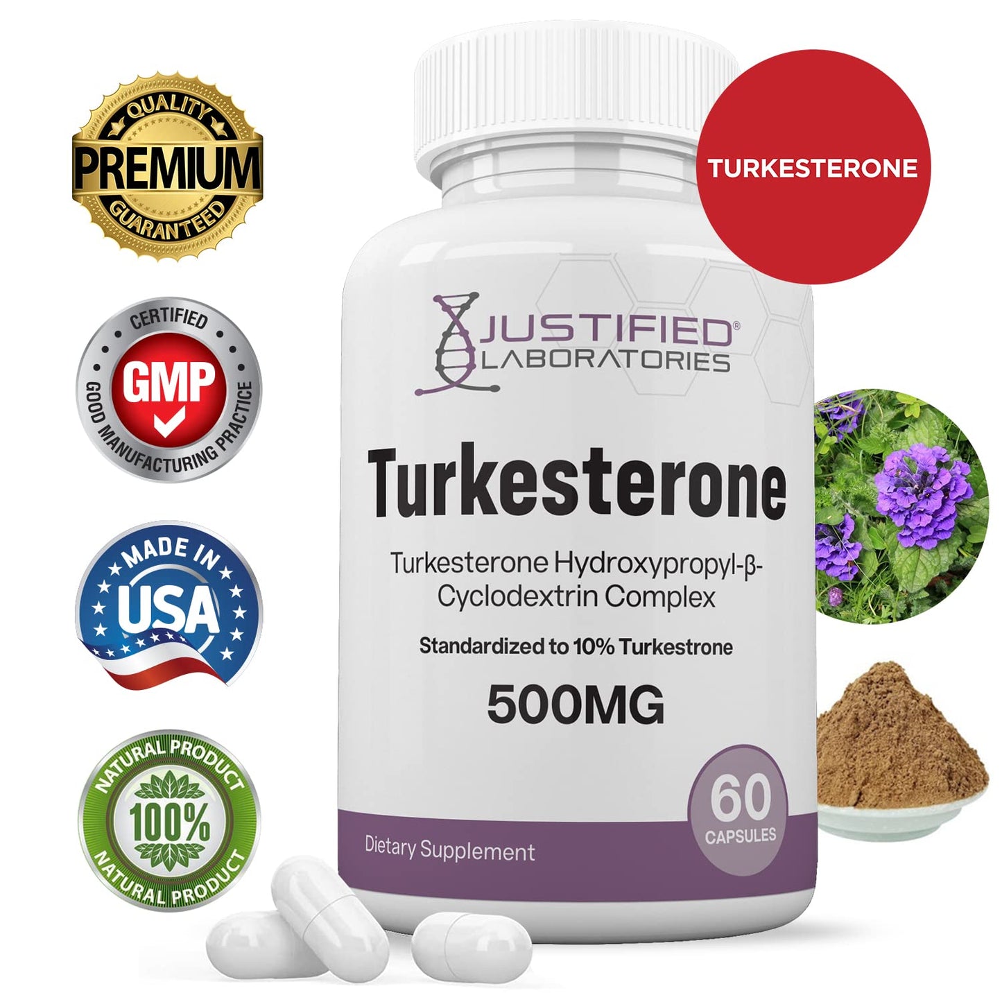 Justified Laboratories (5 Pack Turkesterone 500mg 10% Standardized Naturally Increase Justified LaboratoriesBuy Supplements Australia