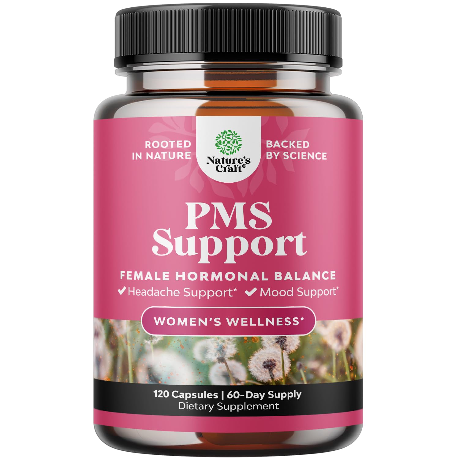 PMS Support Supplement for Women – Hormone Balance for Women & Menstrual Discomfort with DIM, Chasteberry, Black Cohosh & Ashwagandha - for Period Cramps Ease, Menopause Bloating, Mood Swing – 120 Ct Natures CraftBuy Supplements Australia