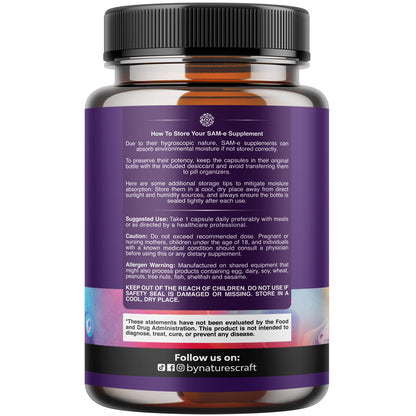 Sam-E 200mg Mood Support Supplement - S-Adenosyl Methionine Sam-E Supplement for Natural Relaxing Mood Boost Brain Support and Liver Detox Cleanse - Vegan Non-GMO and Gluten Free - 60 Count Natures CraftBuy Supplements Australia