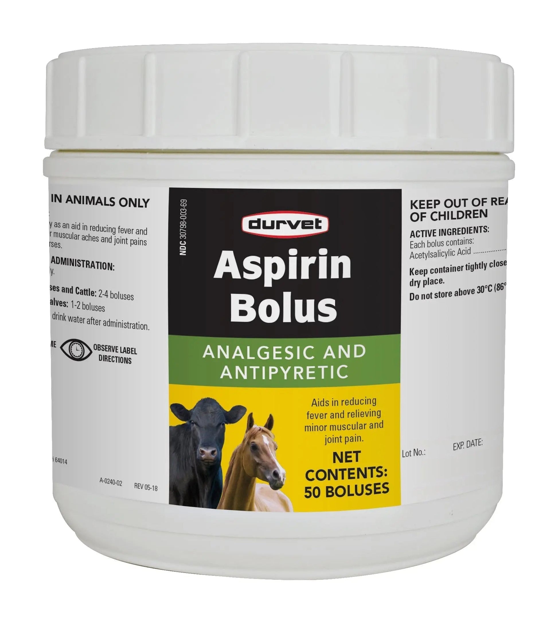 DURVET 054163 Aspirin Bolus Red.50Count DurvetBuy Supplements Australia