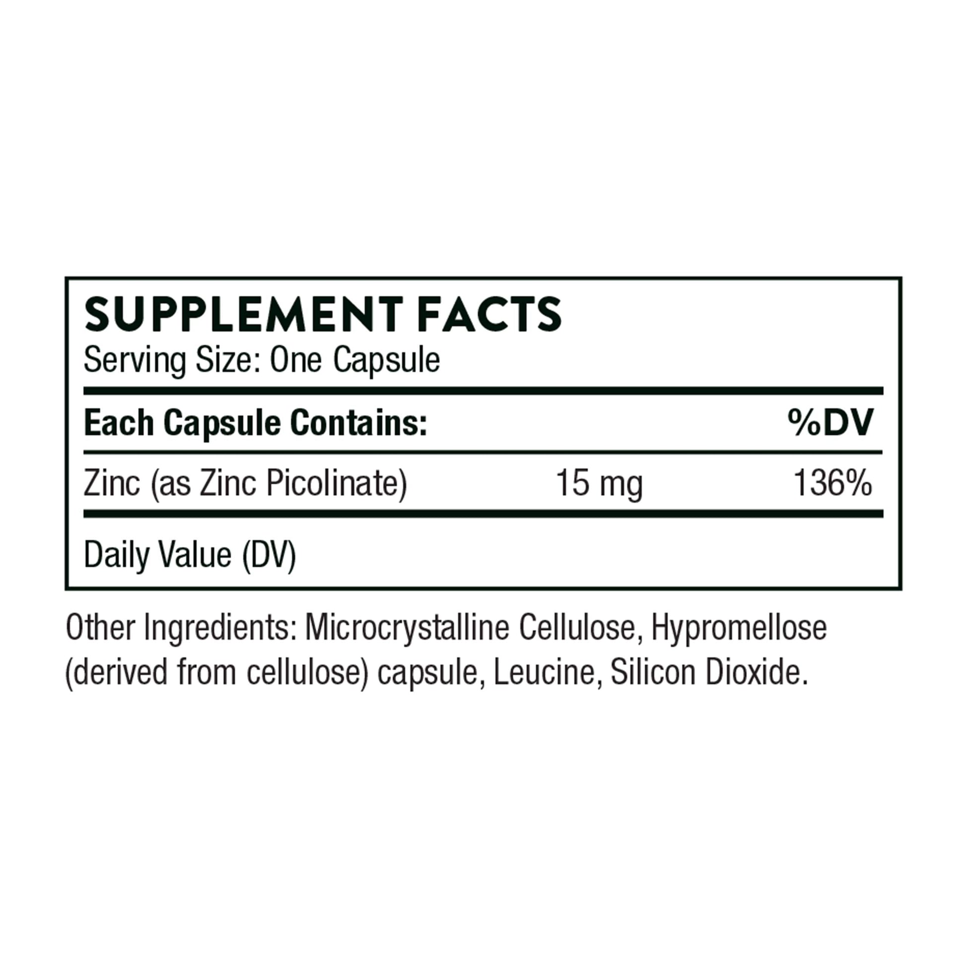 Thorne Zinc Picolinate 15mg - Highly Absorbable Zinc Supplement - Supports Wellness THORNEBuy Supplements Australia