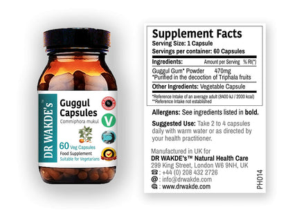 DR WAKDE'S Guggul Capsules (Mukul Myrrh, Commiphora Mukul, 60 Veg Caps, Plant-Based Supplement, Ayurvedic Herb, All Natural, Vegan) DR WAKDE'sBuy Supplements Australia