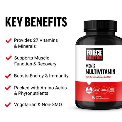 Force Factor Men’s Multivitamins, Multivitamin for Men Plus Amino Acids Supplement with 27 Vitamins and Minerals, and Phytonutrients to Support Energy, and Immunity, 60 Tablets Force FactorBuy Supplements Australia