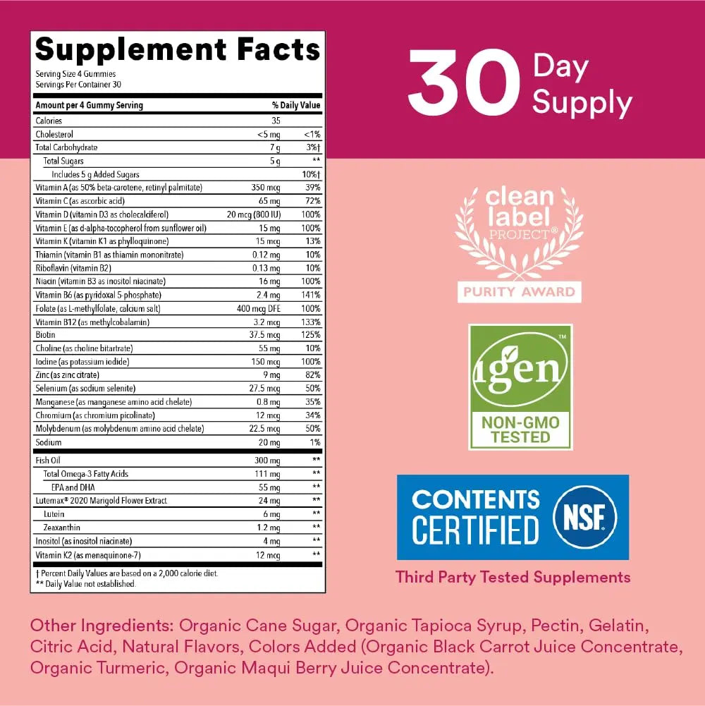 SmartyPants Teen Girl Multivitamin Gummies: Omega 3 Fish Oil (EPA/DHA), Vitamin D3, C, Vitamin B12 & Kids Multivitamin Gummies SmartyPants