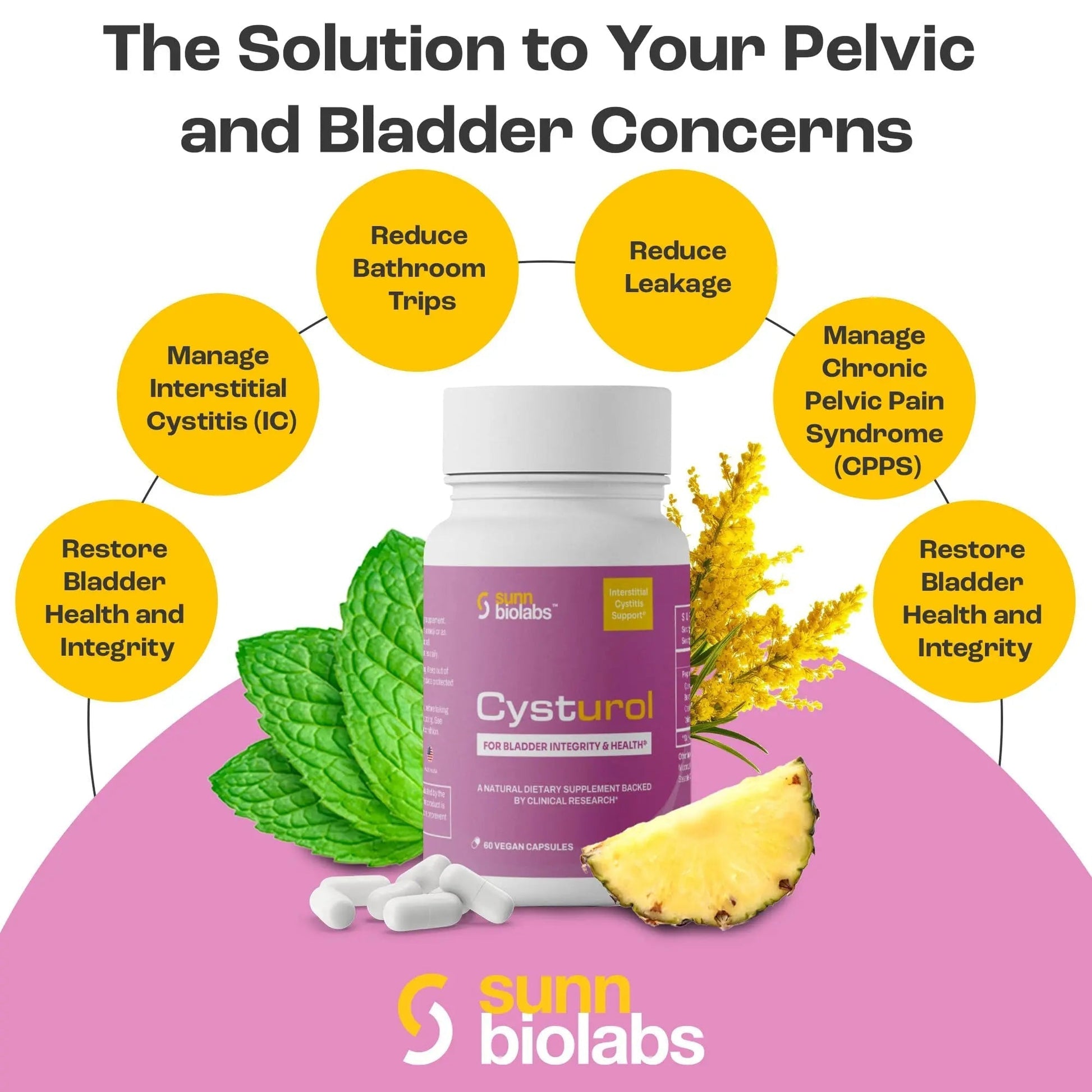 CYSTUROL® Bladder Support Supplement | Interstitial Cystitis (IC) | Bladder Pain | Urinary Tract Health | Clinically Studied Formula for Bladder Inflammation, UTI, Mast Cell Support & Urinary Urgency SUNN BIOLABSBuy Supplements Australia