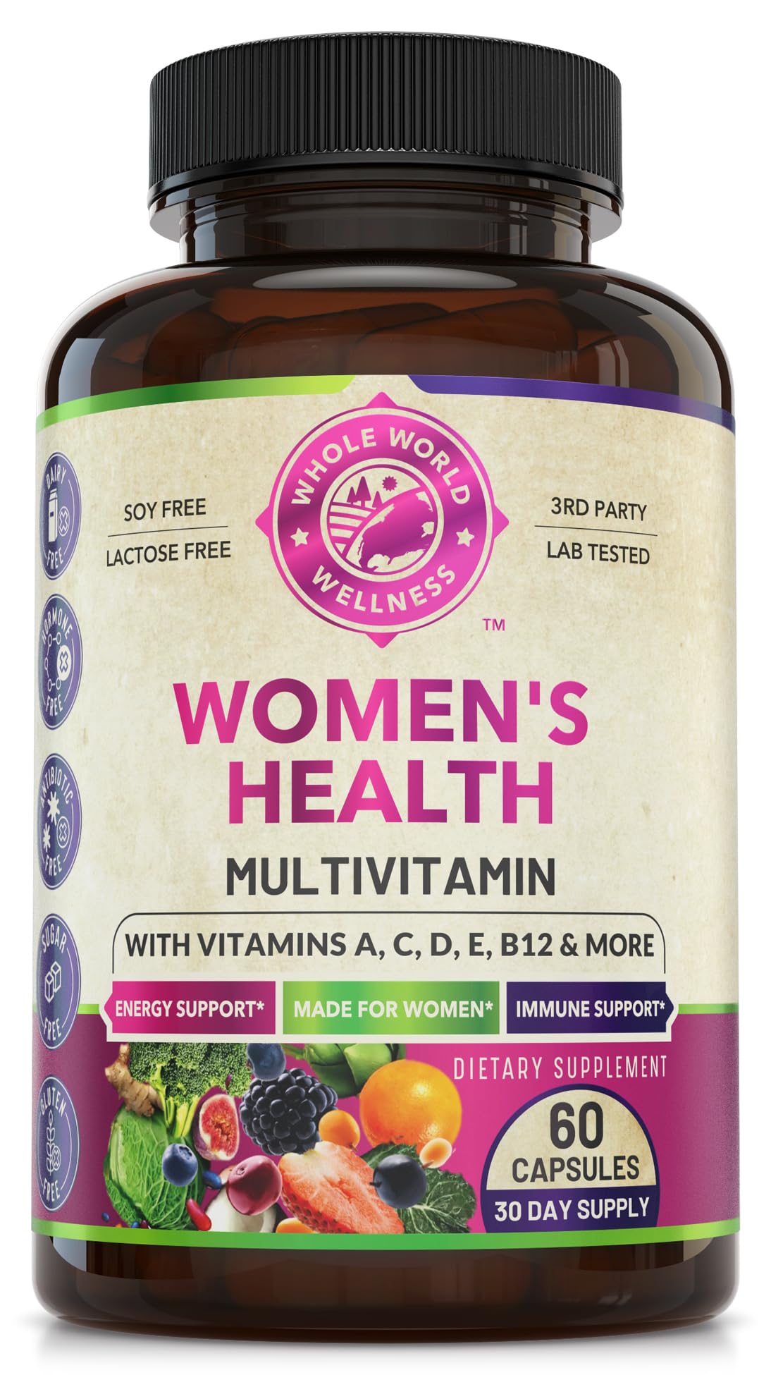 WHOLE WORLD WELLNESS Womens Daily Multivitamin Multimineral Supplement for Energy, Mood, Focus, Hair, Skin & Nails. Made for Women with 30+ Nutrients, Fruit & Energy Blend. Womens Vitamins, USA Made. WHOLE WORLD WELLNESSBuy Supplements Australia