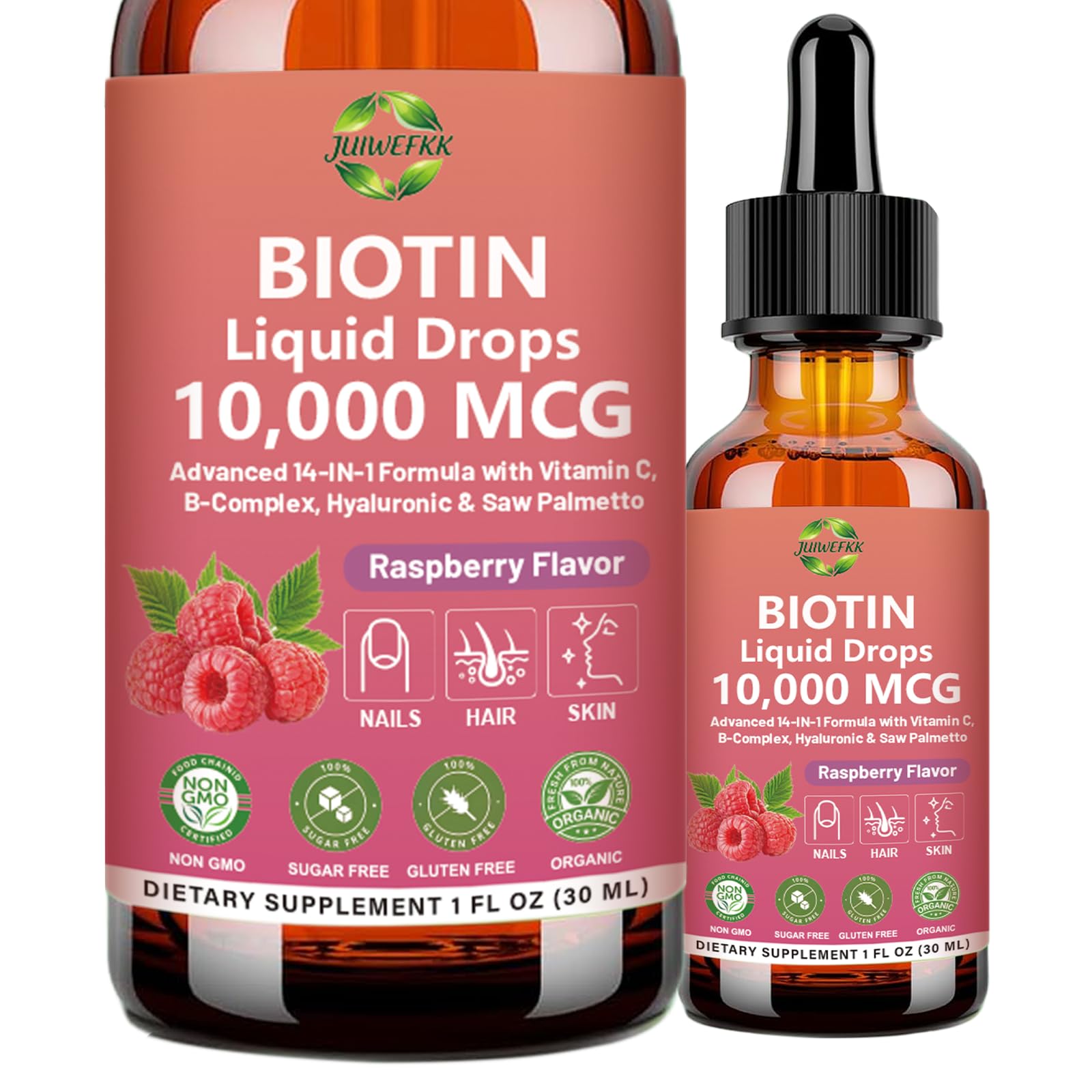 Pure Biotin 10000mcg Liquid Drop Optimal Solutions Hair Skin & Nails Vitamins Support w. Collagen Keratin Hyaluronic Acid Saw Palmetto, Biotin(Vitamin B7) for Hair Growth & Cellular Energy JUIWEFKKBuy Supplements Australia