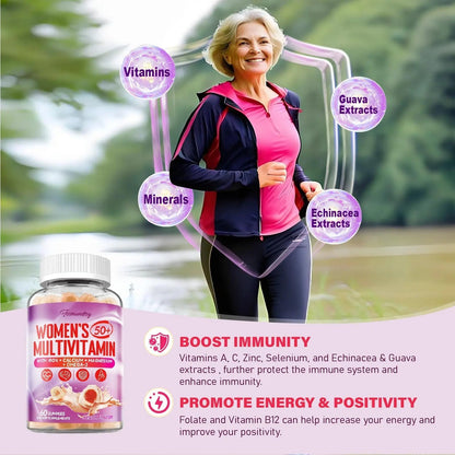 Multivitamin Gummies for Women 50 Plus - with Omega 3, Coenzyme Q10, Iron, Calcium, Zinc, Vitamin A, C, D3, E, K2, B Complex, Folate Tcemundry