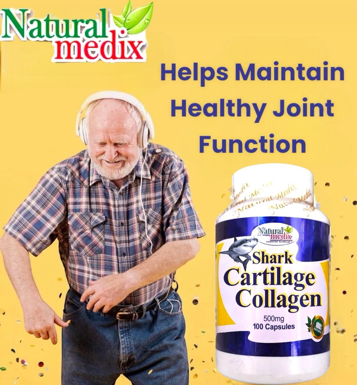 Natural medix Cartilage – Joint Support Supplement with Glucosamine, Collagen & Magnesium – 100 Caps - Cartílago de Tiburon Natural medixBuy Supplements Australia