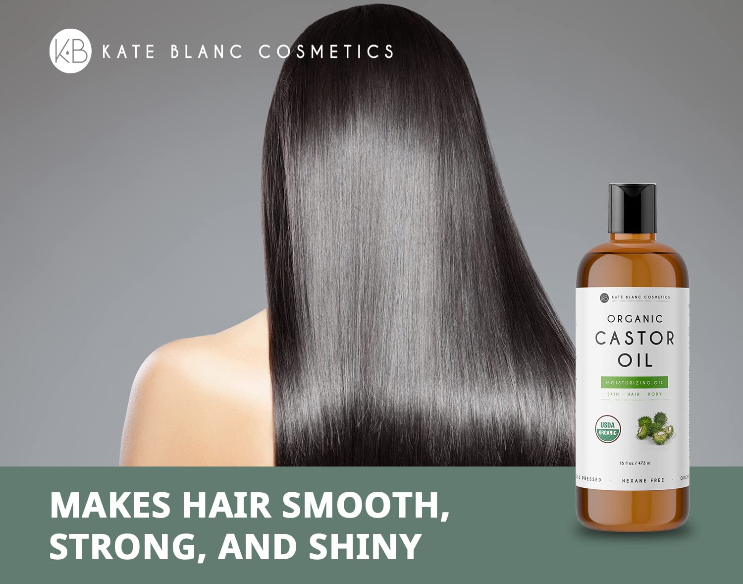 Kate Blanc Cosmetics Castor Oil 16oz - USDA Certified Organic. Cold-Pressed, 100% Pure Kate Blanc CosmeticsBuy Supplements Australia