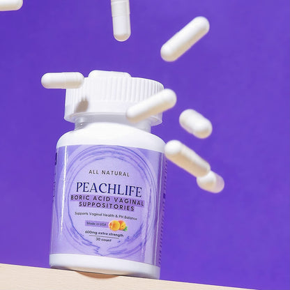 Peachlife Boric Acid Suppositories in Vegetable Capsules - USA Made - Vaginal pH PeachlifeBuy Supplements Australia