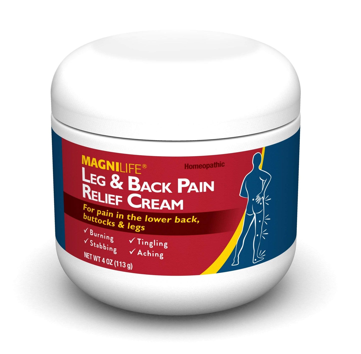MagniLife Leg & Back Pain Relief Cream (4 oz), Topical Support for Leg Pain & Lower Back Discomfort, Fast Absorbing, No Residue, Mild Scent, Massage-in Formula MagniLifeBuy Supplements Australia
