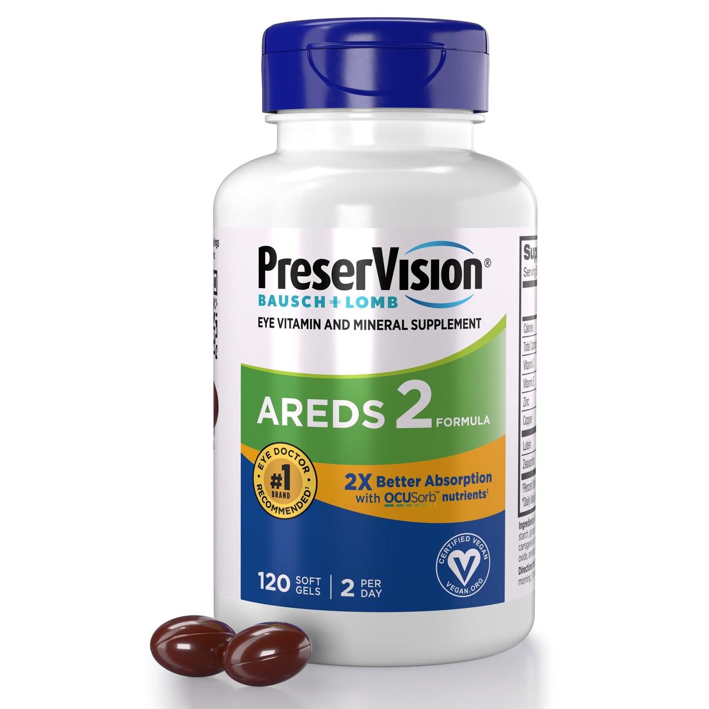 PreserVision AREDS 2 Eye Vitamin & Mineral Supplement with OCUSorb, 120 Vegan Soft Gels, Contains Lutein, Zeaxanthin, Vitamin C & E, Zinc, & Copper, Eye Health Supplements for Adults PreserVisionBuy Supplements Australia