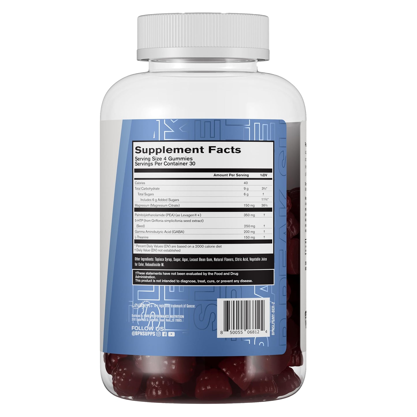 BARE PERFORMANCE NUTRITION, BPN Peak Sleep Gummy, Sleep Aid & Recovery Support Supplement, 30 Servings, Berry BARE PERFORMANCE NUTRITIONBuy Supplements Australia