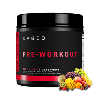 Kaged Stimulant Free Pre Workout Powder | Fruit Punch | Pre-Kaged | Formulated with Creatine, Beta Alanine | No Jitters | 20 Servings