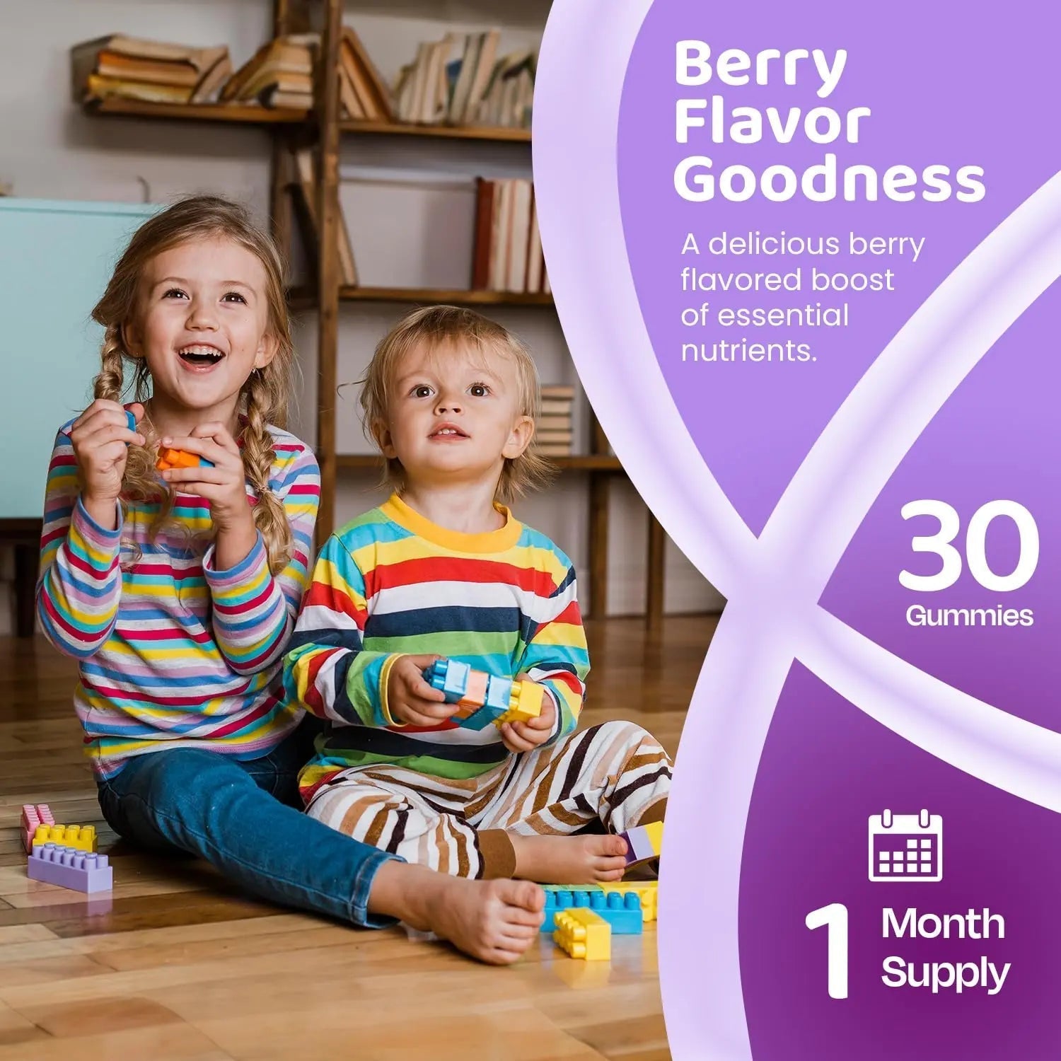 ZettoA Daily Multivitamins for Kids Ages 2+, Berry Gummies with 11 Essential Vitamins & Minerals for Immune Support ZettoA