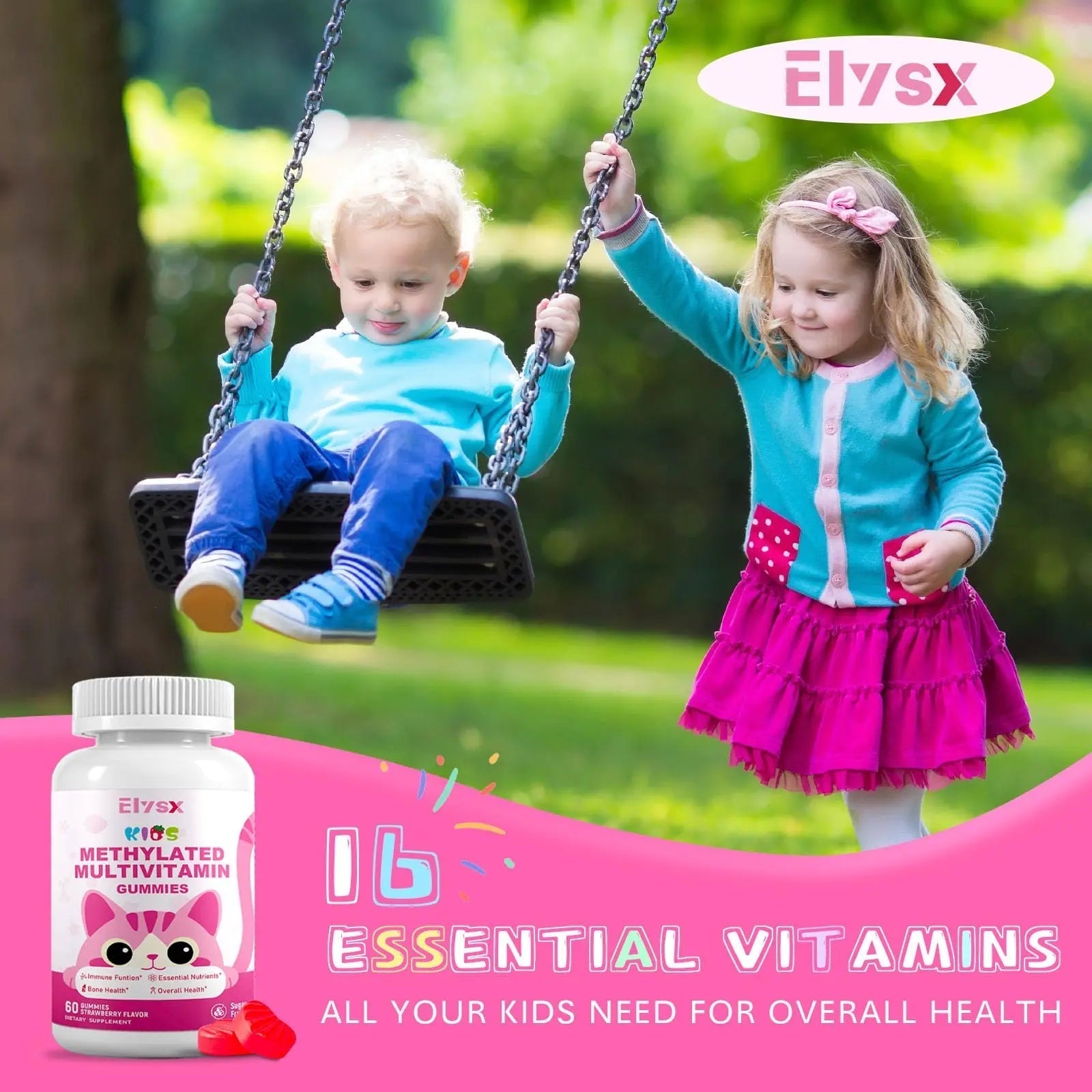 Elysx Kids Methylated Multivitamin Chewable & Liposomal Magnesium Glycinate 400mg Gummies, Immune & Brain, Muscle & Relax ElysxBuy Supplements Australia