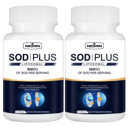 NICMIN 500MG Superoxide Dismutase Supplement - SOD Plus with Liposomal Glutathione, AKG, Green Tea Extract, L-Arginine, Lysine, Resveratrol and Vitamin E for Immune Support, Antioxidant 120 Capsules NICMINBuy Supplements Australia