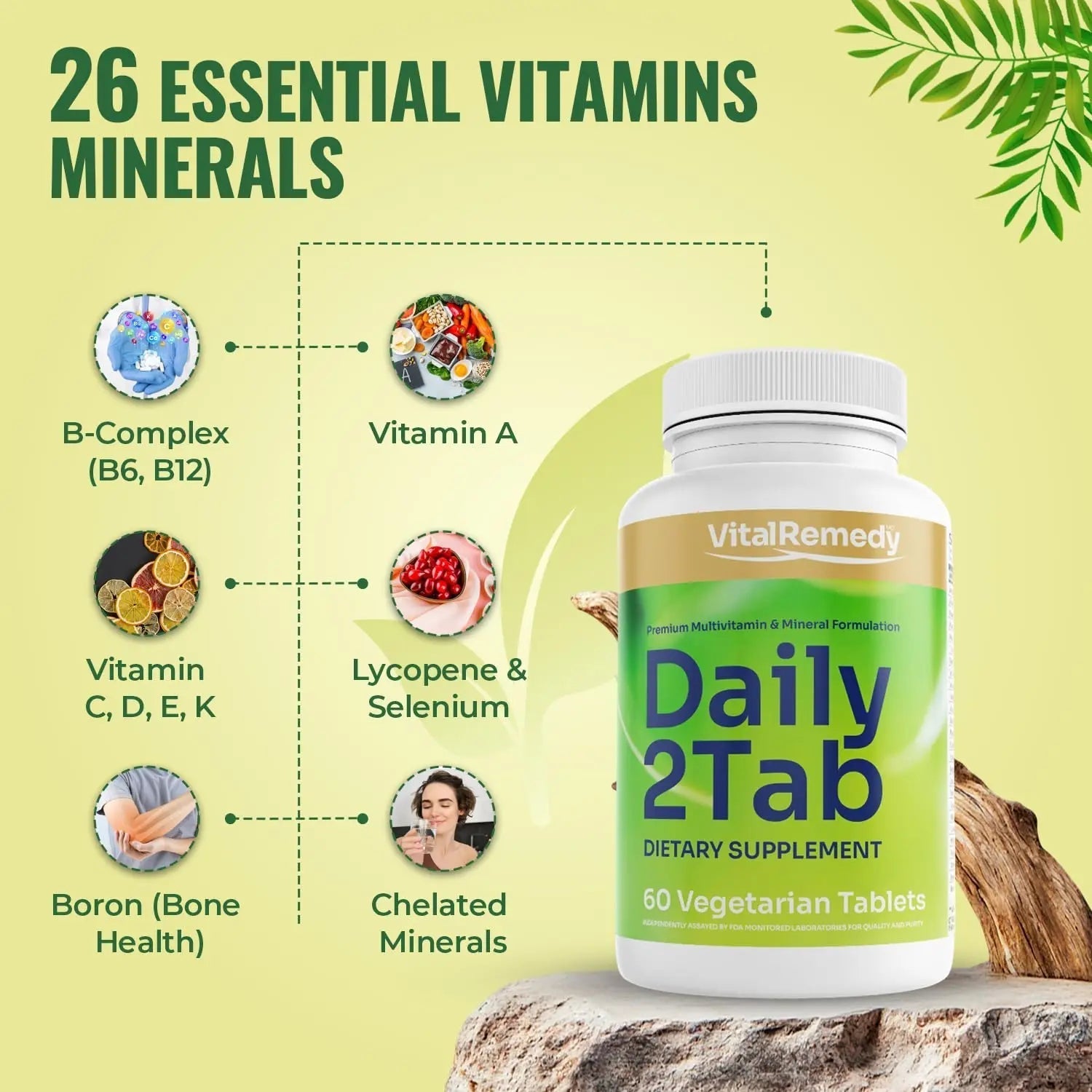 VitalRemedyMD Daily2Tab - All You Need Multivitamin Plus Multimineral Formula. 26 Essential Nutrients for Women and Men, 60 Tablets VitalRemedyMDBuy Supplements Australia