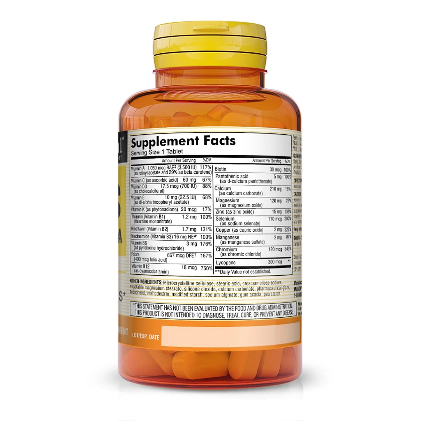 MASON NATURAL, Mens Daily Formula Equivalent to One a Day Mens Brand Tablets - 100 ea MASON NATURAL