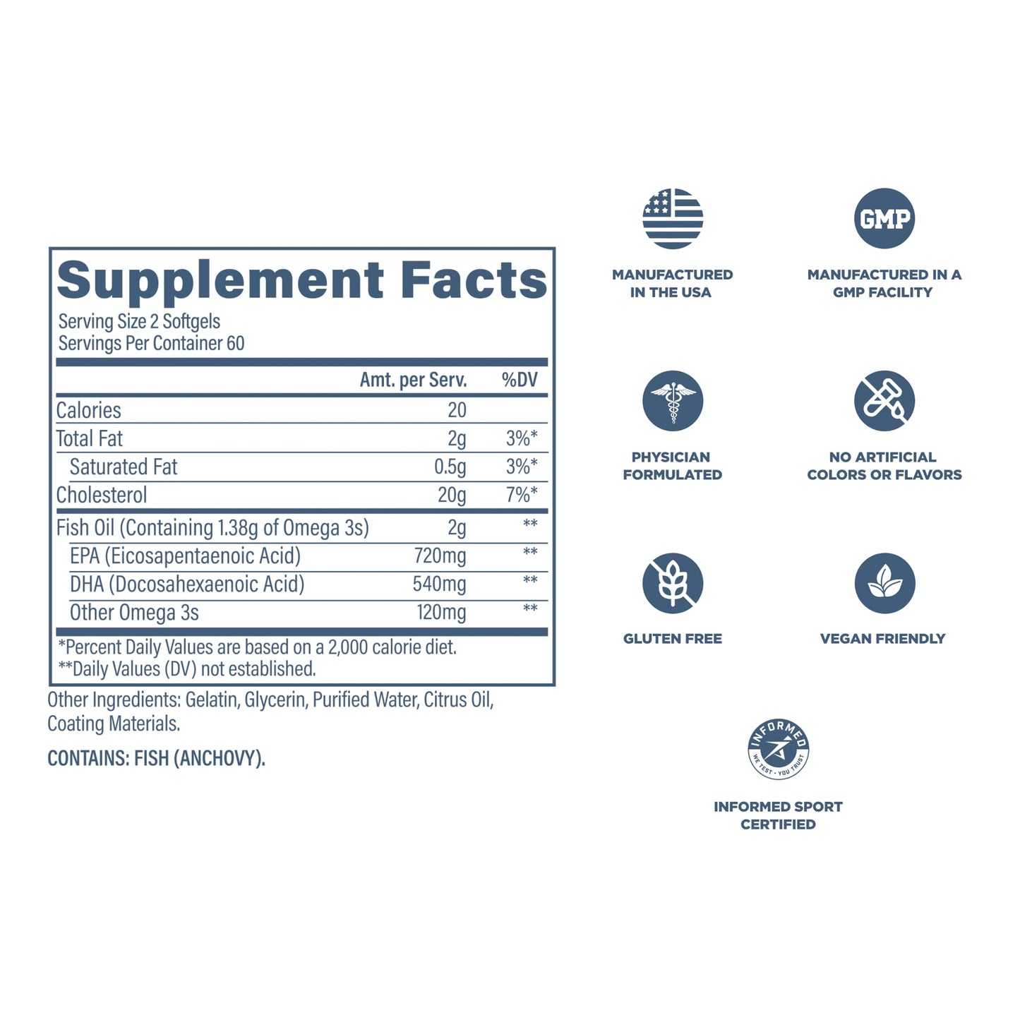 Revive MD Omega 3 Fish Oil Supplements for Men & Women – Softgels with EPA & DHA Fatty Acids for Healthy Skin & Joints, Heart & Brain Support – Vegan-Friendly, Gluten-Free (120 Softgels) ReviveBuy Supplements Australia