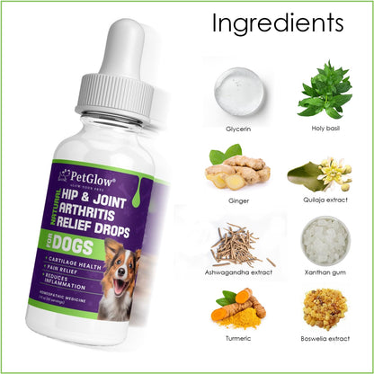 Petglow® Natural Hip & Joint Arthritis Relief Drops with Curcumin & Boswellia, Homeopathic Anti-Inflammatory Formula for Dogs, Cats & Horses, Supports Flexibility, Comfort & Mobility Naturally PetglowBuy Supplements Australia