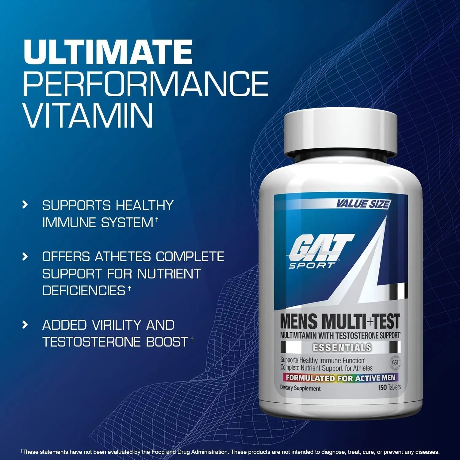 GAT SPORT Men's Multi + Test, Premium Multivitamin Tablets (150 Count) GAT SPORTBuy Supplements Australia