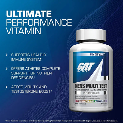 GAT SPORT Men's Multi + Test, Premium Multivitamin Tablets (150 Count) GAT SPORTBuy Supplements Australia