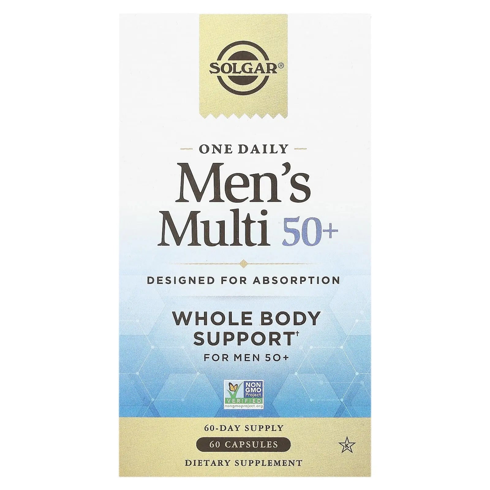 Solgar One Daily Men's Multi 50+ Whole Body Support for Men 50 and Older Highly Absorbable Delayed Release Heart, Energy SolgarBuy Supplements Australia