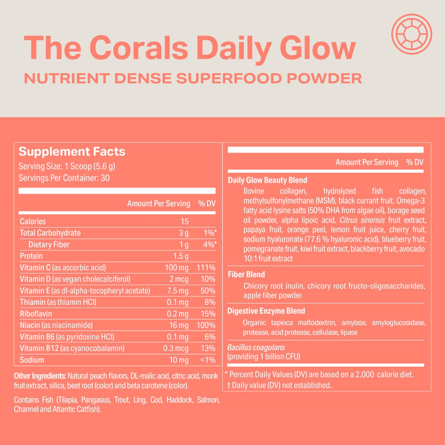 Proper, The Corals Daily Glow Beauty Blend - Nutrient Dense Superfood Powder with Collagen Peptides, Hyaluronic Acid Powder, Vitamin C, and MSM. Hair, Skin, Nail Vitamin Supplement for Women & Men ProperBuy Supplements Australia