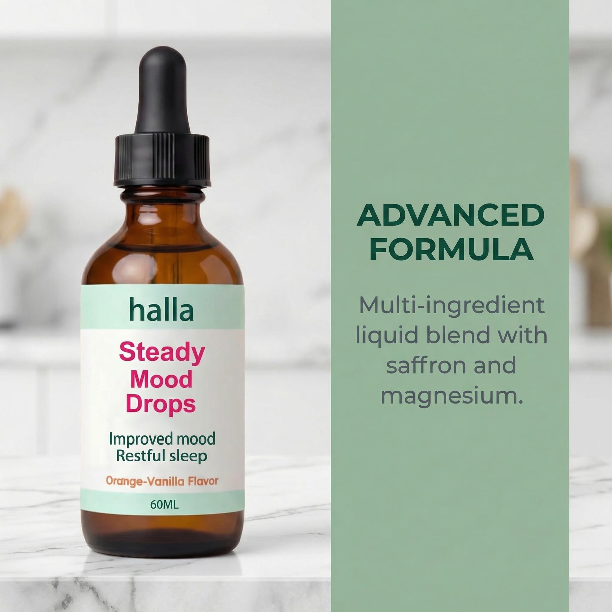 Halla Steady Mood Drops, with Saffron Extract – Fast Absorption Cognitive & Emotional Balance Supplement – Advanced Brain Nutrient Blend – Orange Vanilla Flavor, 2 fl oz DFTLUUEBuy Supplements Australia