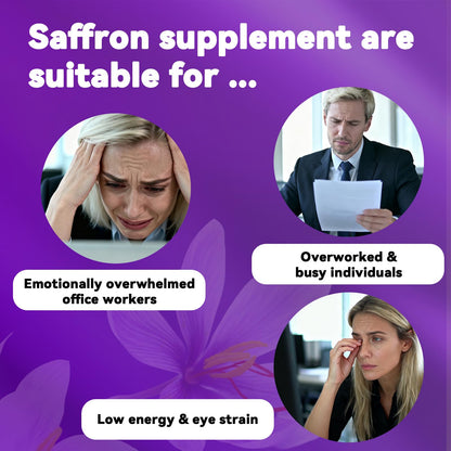 Happy Saffron Supplements, 100mg Saffron Extract, Saffron Blend with Turmeric & Ashwagandha, Supports Mood, Focus, and Energy Boost, 90 Capsules MossllyBuy Supplements Australia