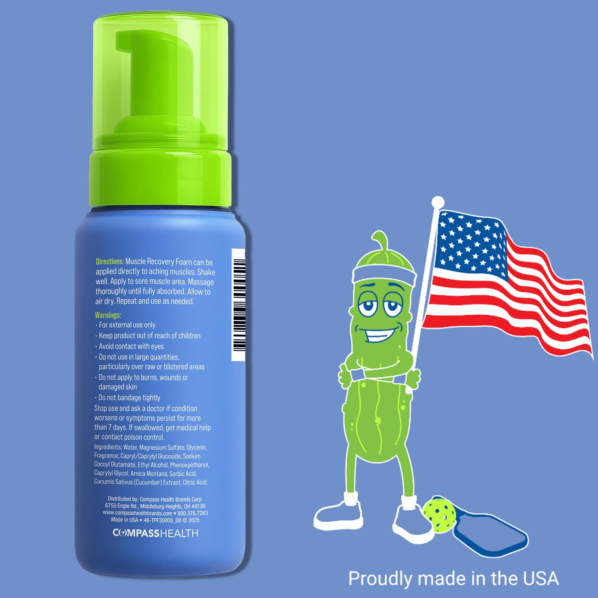 PickleBalm Pickleball Post-Game Foam Muscle Cramp Relief and Relaxer with Magnesium Sulphate, Arnica & Cucumber Extract for Pain and Leg Cramps, Sore Muscle Relief, 7.1oz Bottle PickleBalmBuy Supplements Australia