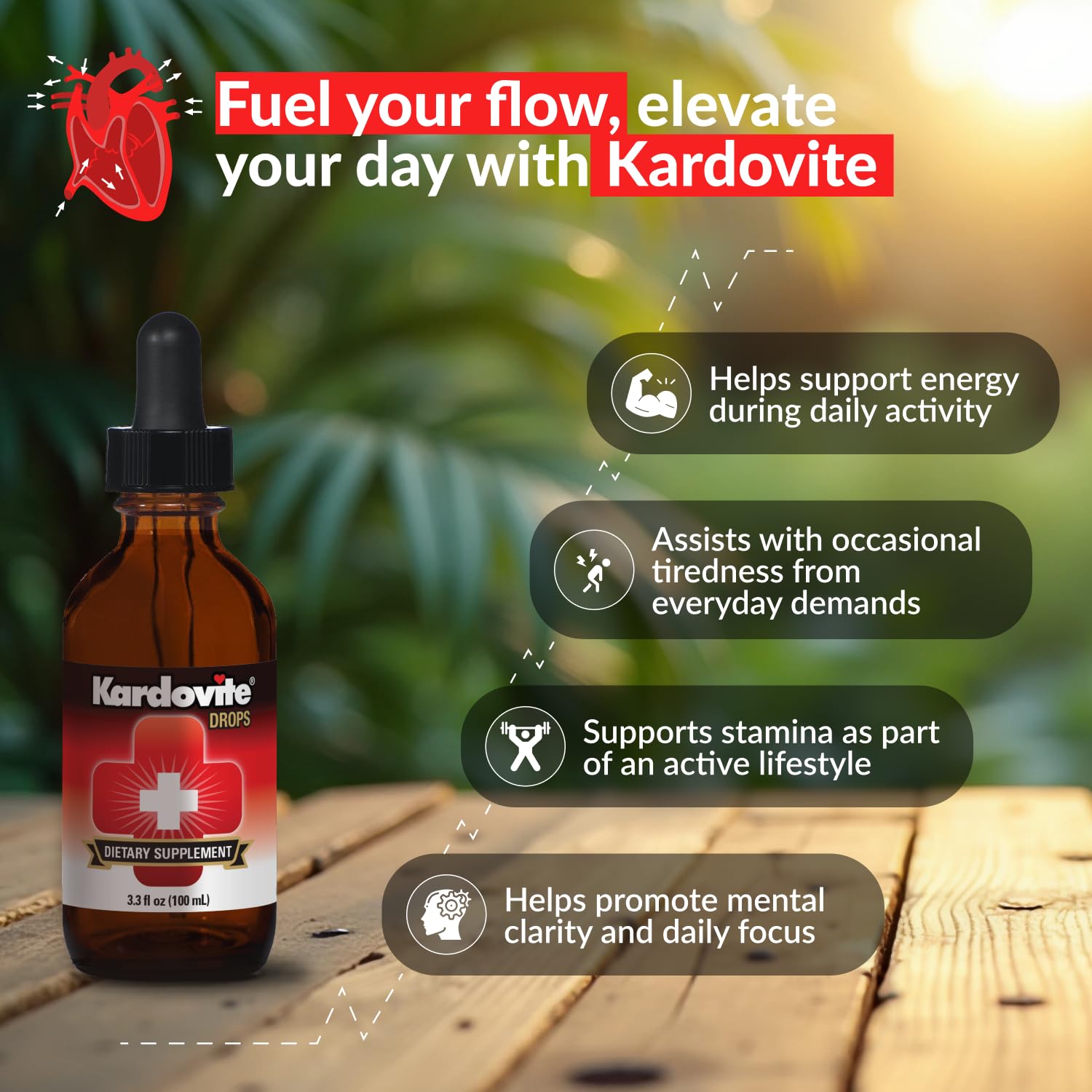 Kardovite Herbal Circulation Support Drops 100ml | Supports Circulatory Wellness with Hawthorn, Garlic, Ginkgo, Cayenne, Milk Thistle, Bilberry & Valerian | Supports Vitality & Daily Wellness KardoviteBuy Supplements Australia