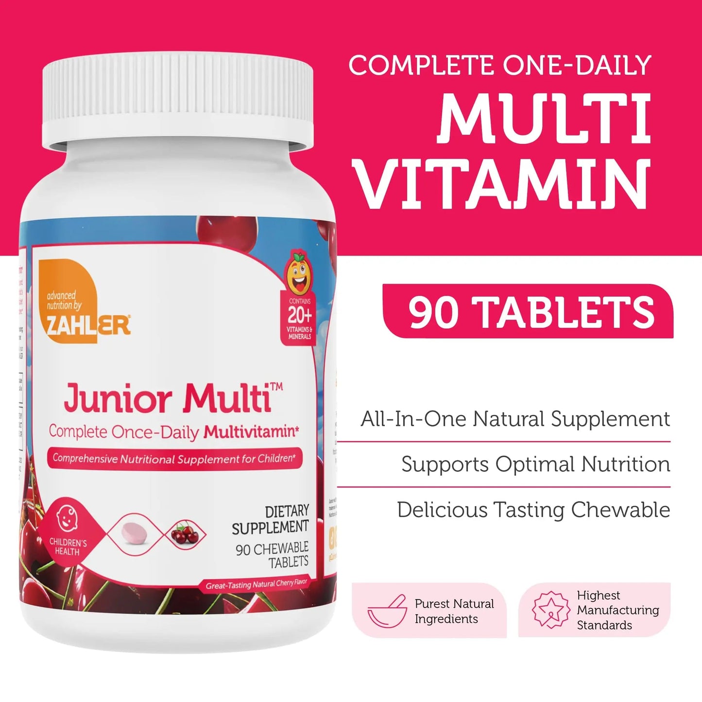 Zahler Kids Multivitamin Chewable Vitamin Tablet - Complete One Daily Vitamins Supplement - Contains 20+ Minerals ZahlerBuy Supplements Australia