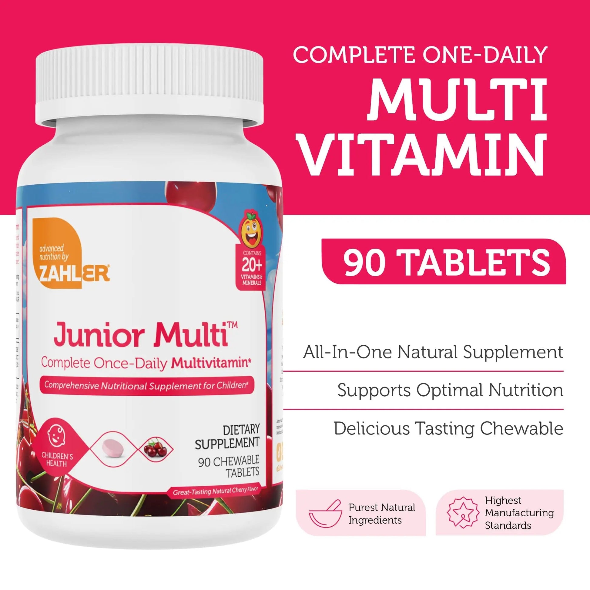 Zahler Kids Multivitamin Chewable Vitamin Tablet - Complete One Daily Vitamins Supplement - Contains 20+ Minerals ZahlerBuy Supplements Australia
